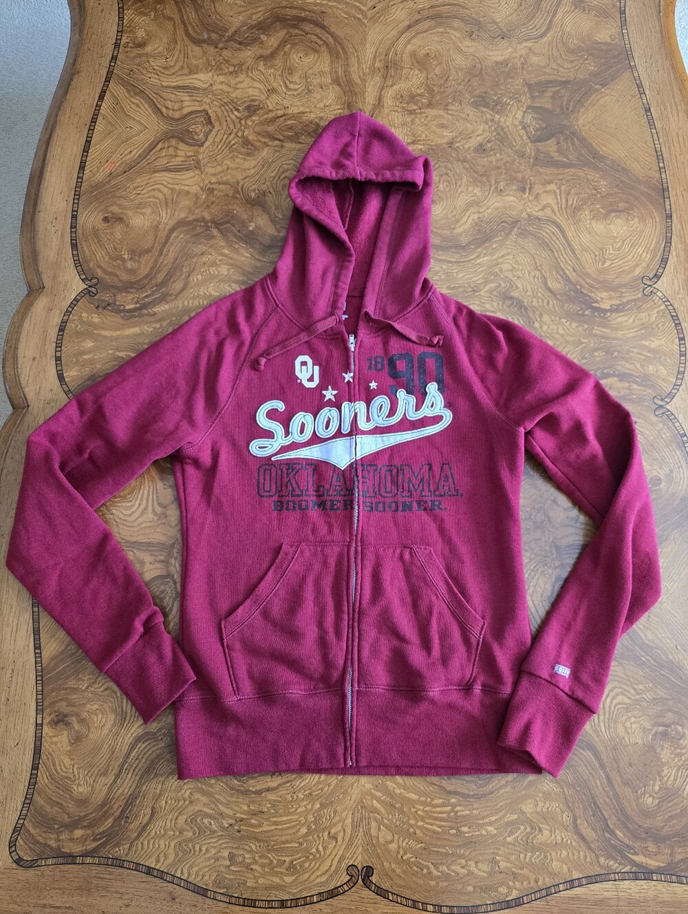 Soffe Oklahoma Sooners Zip Up Hoodie Womens Size L Red Boomer Sooner